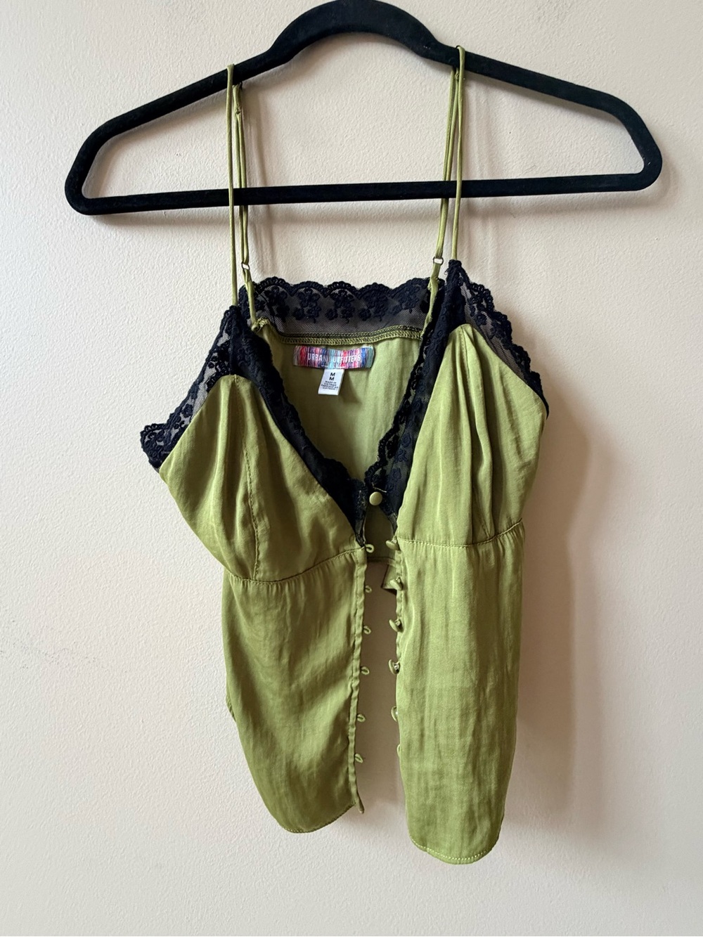 Olive Green Lace-Trim Cami Top